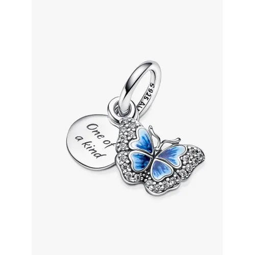 PANDORA CHARM PENDANT DOUBLE PAPILLON BLEU & CITATION