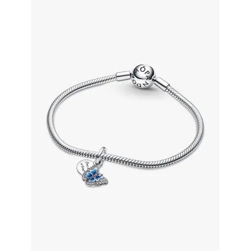 PANDORA CHARM PENDANT DOUBLE PAPILLON BLEU & CITATION