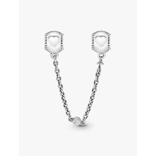 PANDORA CHARM CLIP CHAÎNE DE CONFORT CŒURS EN RELIEF