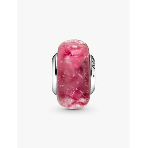 Photo présentant l’intégralité de la Charm Verre De Murano Rose Ondulé Fantaisie