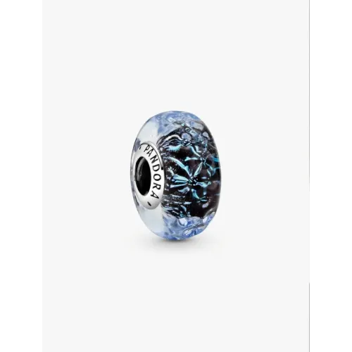 PANDORA CHARM OCÉAN VERRE DE MURANO BLEU FONCÉ ONDULÉ