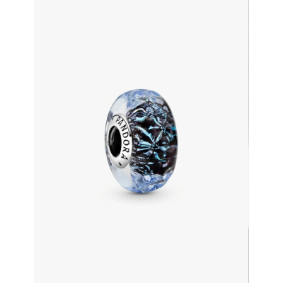 PANDORA CHARM OCÉAN VERRE DE MURANO BLEU FONCÉ ONDULÉ