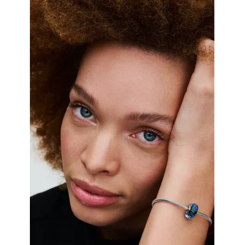 PANDORA CHARM OCÉAN VERRE DE MURANO BLEU FONCÉ ONDULÉ