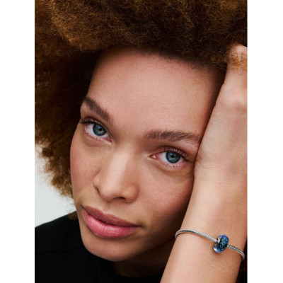PANDORA CHARM OCÉAN VERRE DE MURANO BLEU FONCÉ ONDULÉ
