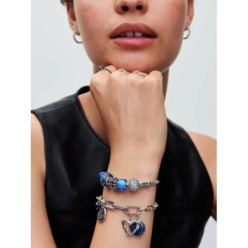 PANDORA CHARM OCÉAN VERRE DE MURANO BLEU FONCÉ ONDULÉ