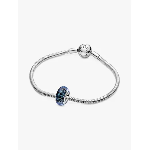 PANDORA CHARM OCÉAN VERRE DE MURANO BLEU FONCÉ ONDULÉ