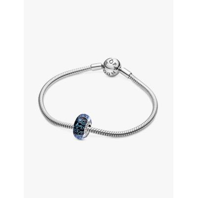 PANDORA CHARM OCÉAN VERRE DE MURANO BLEU FONCÉ ONDULÉ