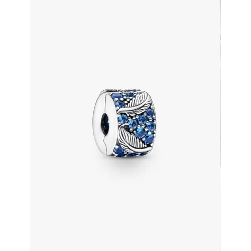 PANDORA CHARM CLIP PLUME COURBE & PAVÉ ARGENT MASSIF