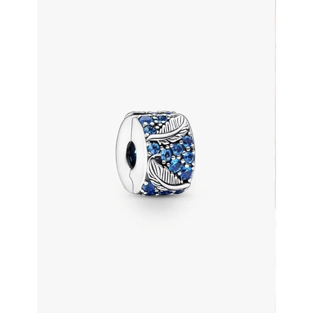PANDORA CHARM CLIP PLUME COURBE & PAVÉ ARGENT MASSIF