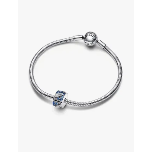 PANDORA CHARM CLIP PLUME COURBE & PAVÉ ARGENT MASSIF