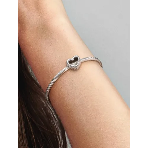 PANDORA CHARM COEUR OUVERT PERLÉ ARGENT MASSIF
