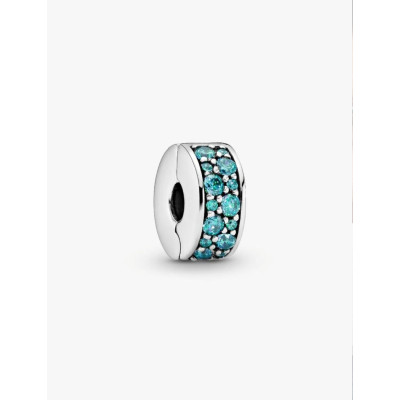 PANDORA CHARM CLIP PAVÉ BLEU-VERT ARGENT MASSIF
