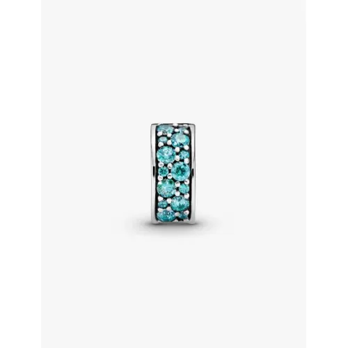 PANDORA CHARM CLIP PAVÉ BLEU-VERT ARGENT MASSIF