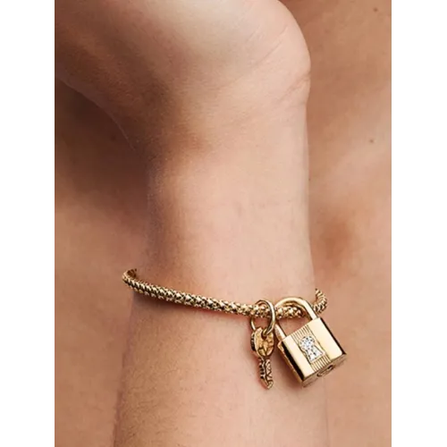 PANDORA CHARM PENDANT CADENAS & CLÉ MÉTAL DORÉ À L’OR 14 CARATS