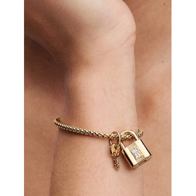 PANDORA CHARM PENDANT CADENAS & CLÉ MÉTAL DORÉ À L’OR 14 CARATS