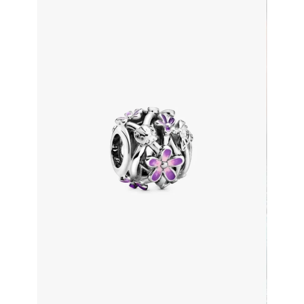 PANDORA CHARM MARGUERITE VIOLETTE AJOURÉ ARGENT MASSIF