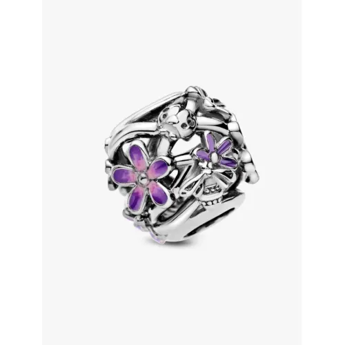 PANDORA CHARM MARGUERITE VIOLETTE AJOURÉ ARGENT MASSIF