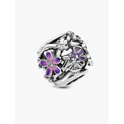 PANDORA CHARM MARGUERITE VIOLETTE AJOURÉ ARGENT MASSIF