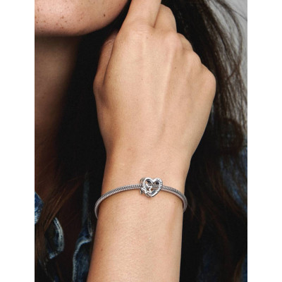 PANDORA CHARM AJOURÉ FAMILLE COEUR ET ÉTOILE ARGENT MASSIF