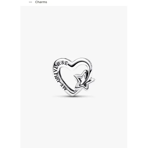 PANDORA CHARM AJOURÉ FAMILLE COEUR ET ÉTOILE ARGENT MASSIF