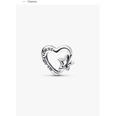 PANDORA CHARM AJOURÉ FAMILLE COEUR ET ÉTOILE ARGENT MASSIF