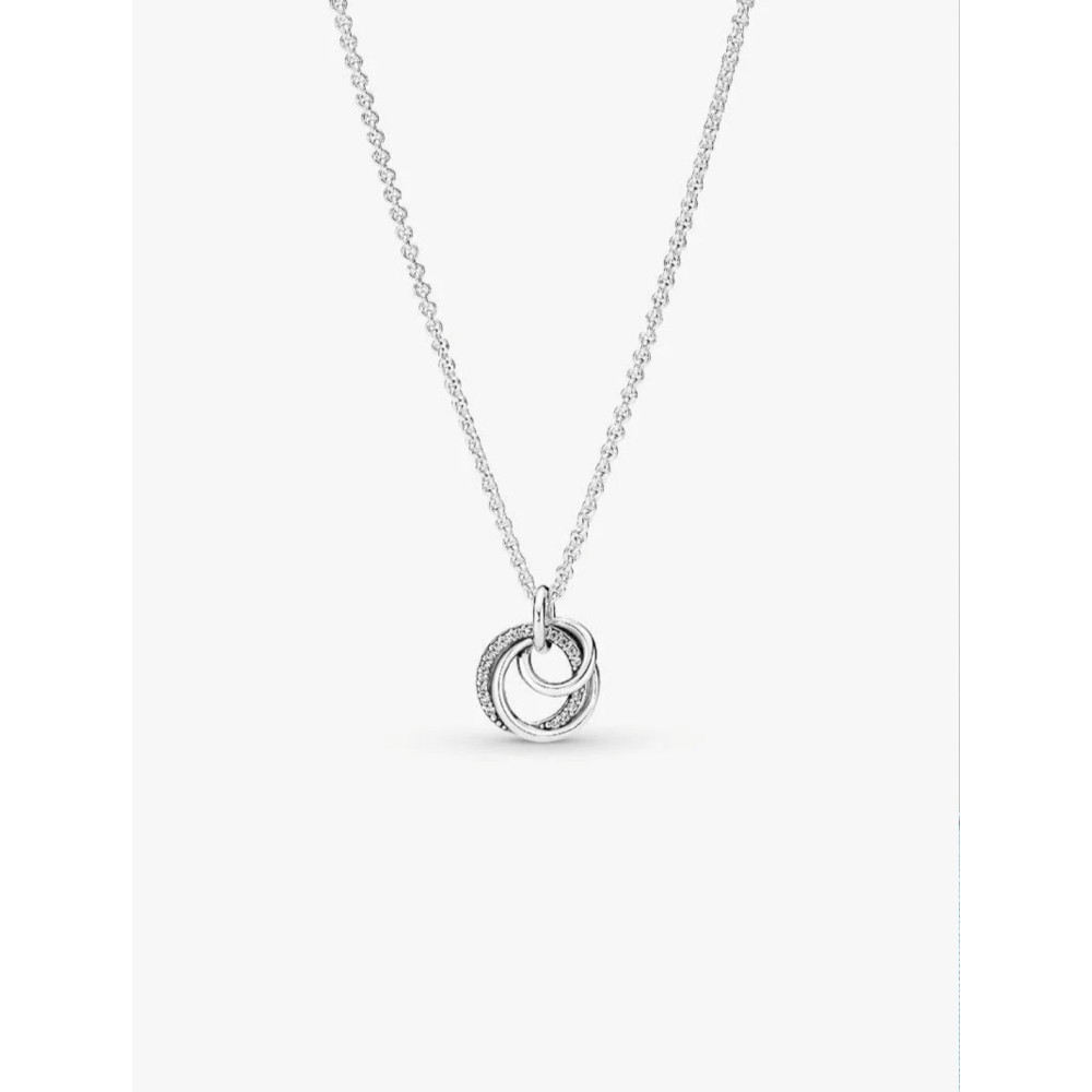 PANDORA COLLIER À PENDENTIF CERCLES MA FAMILLE POUR TOUJOURS