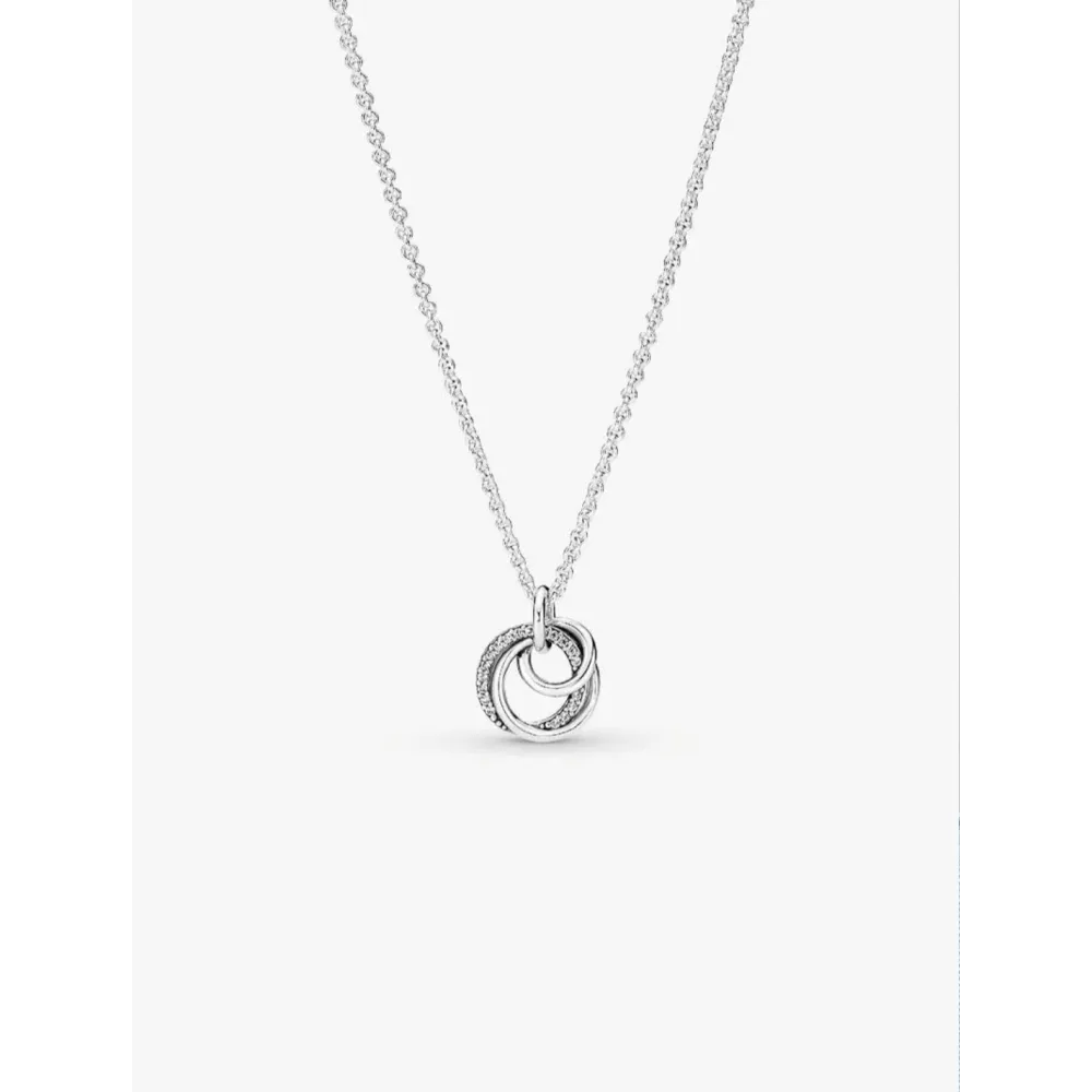 PANDORA COLLIER À PENDENTIF CERCLES MA FAMILLE POUR TOUJOURS