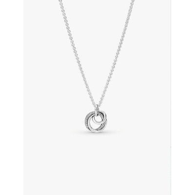 PANDORA COLLIER À PENDENTIF CERCLES MA FAMILLE POUR TOUJOURS