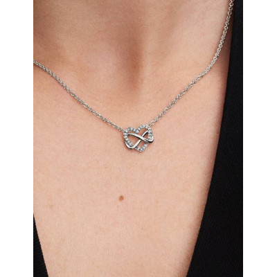 PANDORA COLLIER CŒUR INFINI SCINTILLANT ARGENT MASSIF
