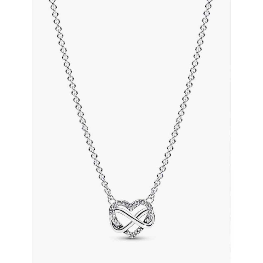 PANDORA COLLIER CŒUR INFINI SCINTILLANT ARGENT MASSIF