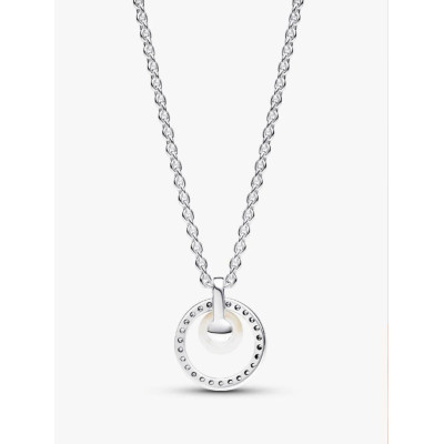 PANDORA COLLIER PERLE DE CULTURE D’EAU DOUCE TRAITÉE & PAVÉ ARGENT MASSIF