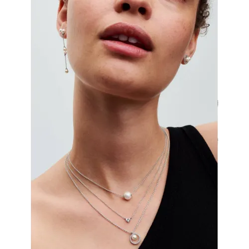 PANDORA COLLIER PERLE DE CULTURE D’EAU DOUCE TRAITÉE & PAVÉ ARGENT MASSIF