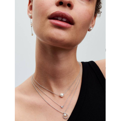 PANDORA COLLIER PERLE DE CULTURE D’EAU DOUCE TRAITÉE & PAVÉ ARGENT MASSIF