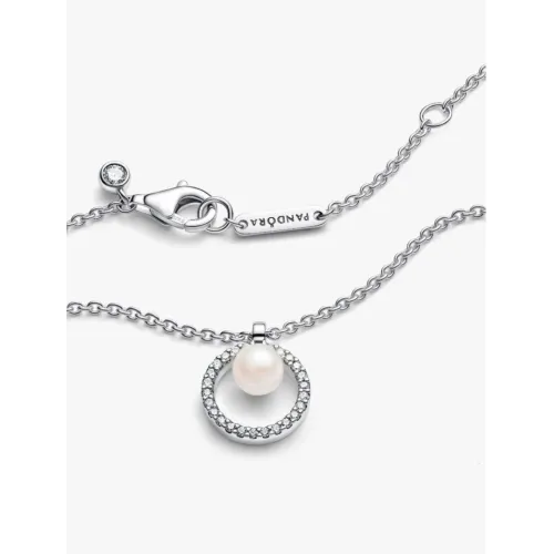PANDORA COLLIER PERLE DE CULTURE D’EAU DOUCE TRAITÉE & PAVÉ ARGENT MASSIF