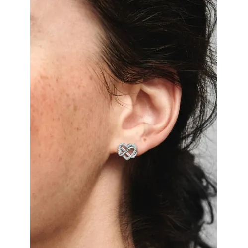 PANDORA CLOUS D’OREILLES CŒUR INFINI SCINTILLANTS
