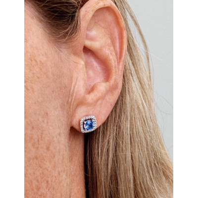 PANDORA CLOUS D’OREILLES HALO BLEU CARRÉ SCINTILLANT