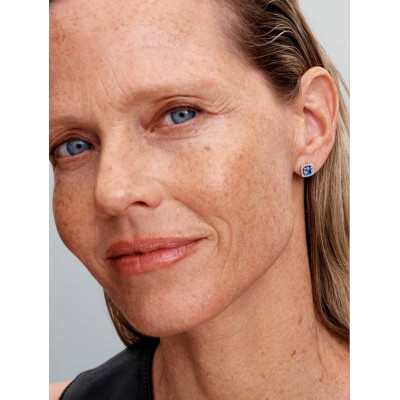 PANDORA CLOUS D’OREILLES HALO BLEU CARRÉ SCINTILLANT