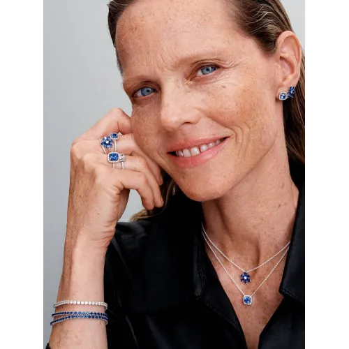 PANDORA BAGUE HALO BLEU CARRÉ SCINTILLANT