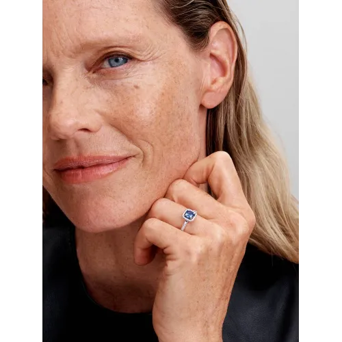 PANDORA BAGUE HALO BLEU CARRÉ SCINTILLANT