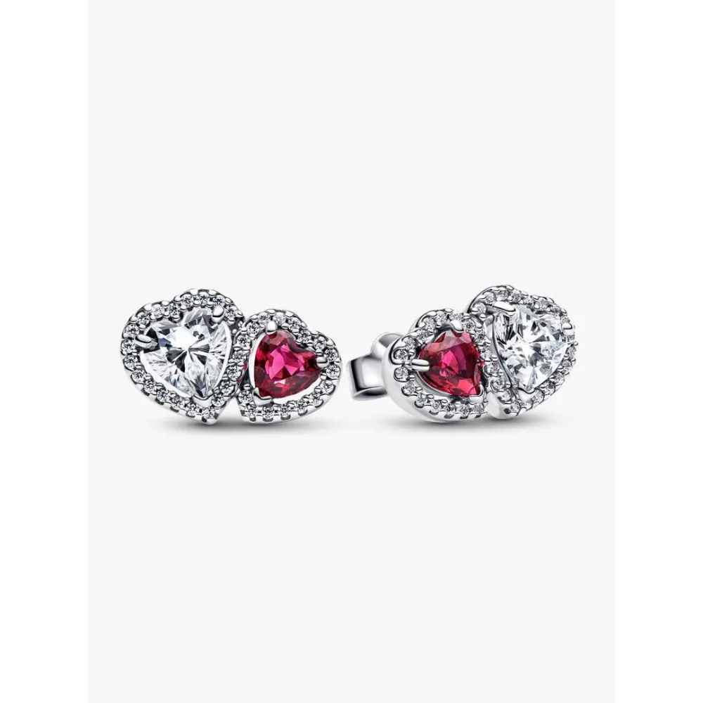 PANDORA CLOUS D’OREILLES COEUR HALO RAYONNANT