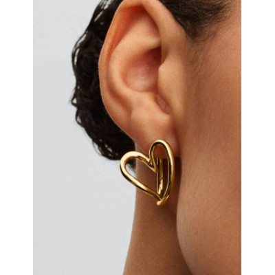 PANDORA CRÉOLES COEUR ORGANIQUE MÉTAL DORÉ À L’OR 14 CARATS