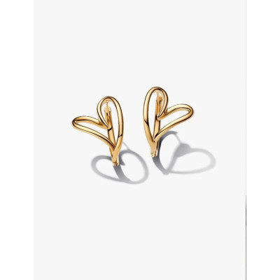 PANDORA CRÉOLES COEUR ORGANIQUE MÉTAL DORÉ À L’OR 14 CARATS