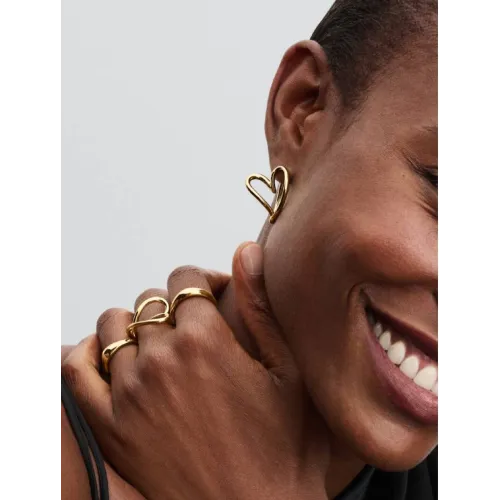 PANDORA CRÉOLES COEUR ORGANIQUE MÉTAL DORÉ À L’OR 14 CARATS