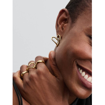 PANDORA CRÉOLES COEUR ORGANIQUE MÉTAL DORÉ À L’OR 14 CARATS