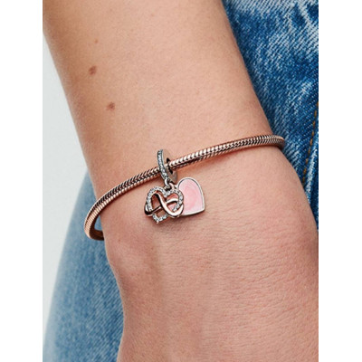 PANDORA CHARM PENDANT COEUR INFINI SCINTILLANT ARGENT MASSIF, MÉTAL DORÉ À L’OR ROSE 14 CARATS