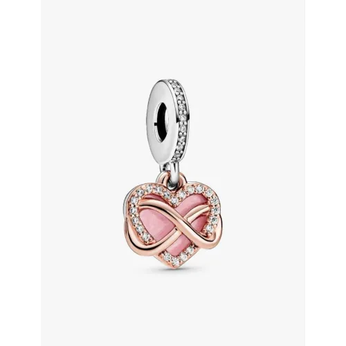 PANDORA CHARM PENDANT COEUR INFINI SCINTILLANT ARGENT MASSIF, MÉTAL DORÉ À L’OR ROSE 14 CARATS