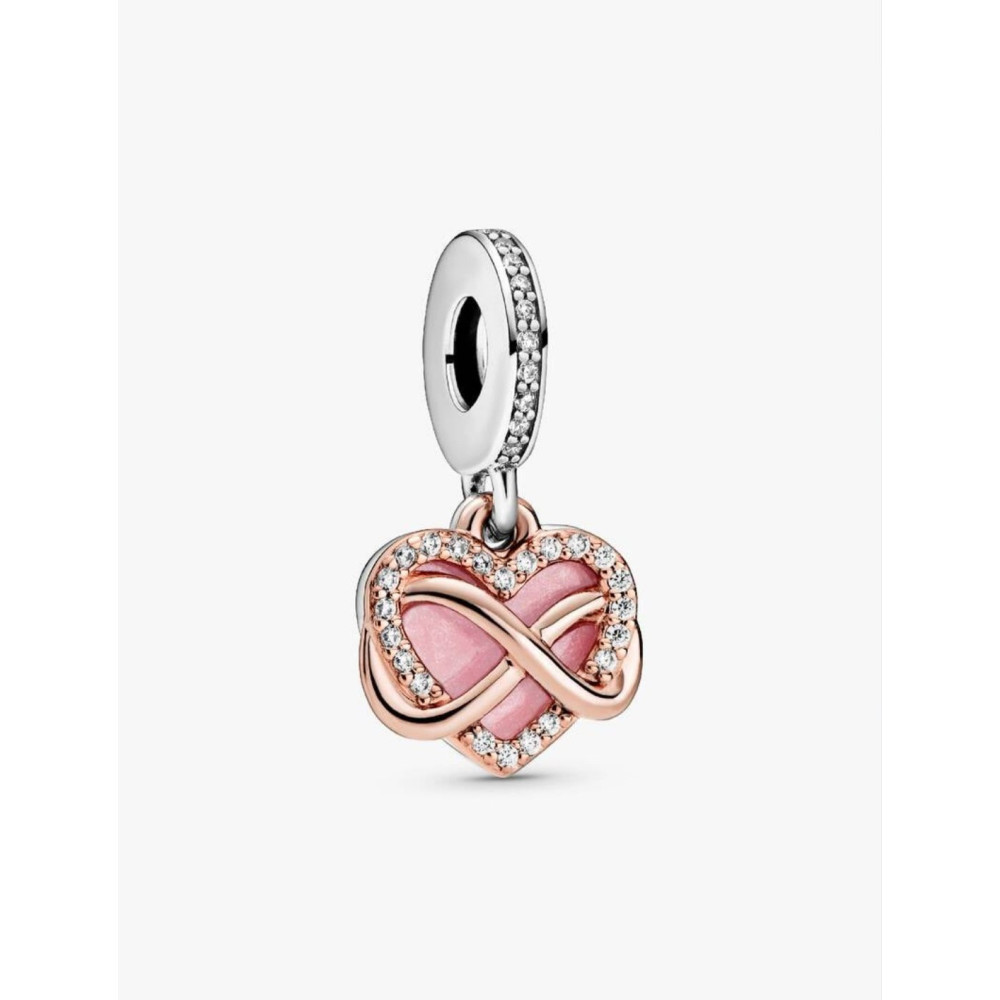 PANDORA CHARM PENDANT COEUR INFINI SCINTILLANT ARGENT MASSIF, MÉTAL DORÉ À L’OR ROSE 14 CARATS