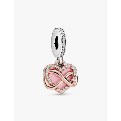 PANDORA CHARM PENDANT COEUR INFINI SCINTILLANT ARGENT MASSIF, MÉTAL DORÉ À L’OR ROSE 14 CARATS
