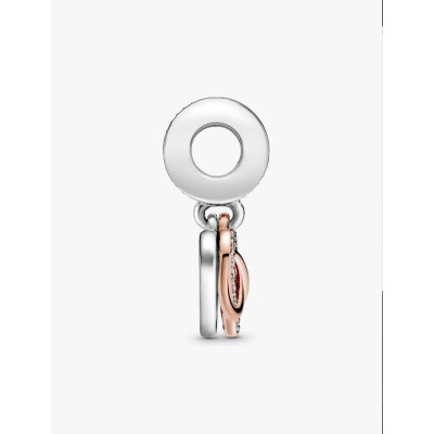 PANDORA CHARM PENDANT COEUR INFINI SCINTILLANT ARGENT MASSIF, MÉTAL DORÉ À L’OR ROSE 14 CARATS