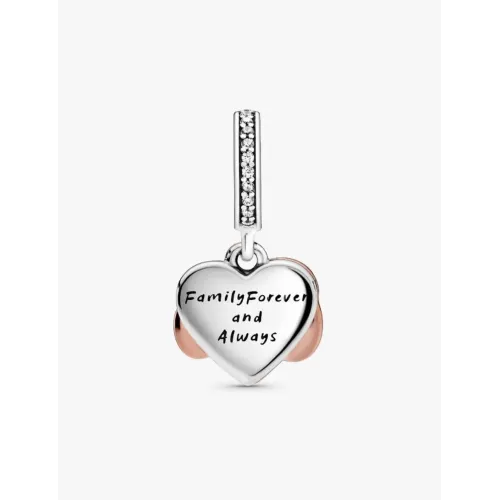 PANDORA CHARM PENDANT COEUR INFINI SCINTILLANT ARGENT MASSIF, MÉTAL DORÉ À L’OR ROSE 14 CARATS